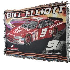 Vintage Bill Elliott 9 Dodge NASCAR Racing Woven Throw Blanket The Northwest